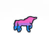 NerdyKeppie's Bi Unicorn Embroidered Pride Patch are shaped like their namesake and stitched on black duck cloth!
