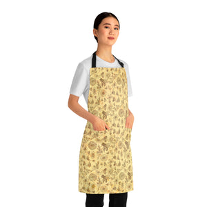 A person wearing a NerdyKeppie Bees Bees Bees Late Summer Apron With Pocket. 
