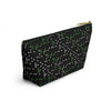 NerdyKeppie Braille Aro Pride Zipper Pouch with T-Bottom. A zippered accessory/makeup bag featuring a t-bottom and a Braille pattern in aromantic pride colors. This aro pride zipper pouch is fully lined and comes in two sizes.
