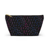 NerdyKeppie Braille Bi Pride Zipper Pouch with T-Bottom. A zippered accessory/makeup bag featuring a t-bottom and a Braille pattern in bi pride colors. This pride zipper pouch is fully lined and comes in two sizes.