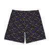 NerdyKeppie Braille Genderfluid Pride Swim Trunks With Pockets. A pair of swim trunks featuring a Braille design in genderfluid pride colors. These genderfluid pride swim trunks are machine washable.