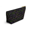 NerdyKeppie Braille Lesbian Pride Zipper Pouch with T-Bottom. A zippered accessory/makeup bag featuring a t-bottom and a Braille pattern in lesbian pride colors. This pride zipper pouch is fully lined and comes in two sizes.