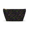 NerdyKeppie Braille Lesbian Pride Zipper Pouch with T-Bottom. A zippered accessory/makeup bag featuring a t-bottom and a Braille pattern in lesbian pride colors. This pride zipper pouch is fully lined and comes in two sizes.