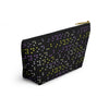 NerdyKeppie Braille Non-Binary Pride Zipper Pouch with T-Bottom. A zippered accessory/makeup bag featuring a t-bottom and a Braille pattern in non-binary pride colors. This pride zipper pouch is fully lined and comes in two sizes.