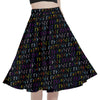 A person wearing a NerdyKeppie Braille Progress Pride Full Circle Skirt CLOSEOUT. 