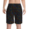 NerdyKeppie Braille Rainbow Gay Pride Swim Trunks With Pockets. A pair of swim trunks featuring a Braille design in rainbow pride colors. These gay pride swim trunks are machine washable.