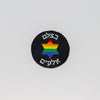 NerdyKeppie's "B'tzelem Elohim" Star of David Embroidered Pride Patch are stitched on black duck cloth and backed by sturdy vinyl fuse.