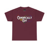 NerdyKeppie "Canonically Gay" Cotton Rainbow Gay Pride Tee Shirt. A unisex cotton tee shirt with a "Canonically Gay" design on it in rainbow pride colors. This gay pride tee shirt has a classic fit.