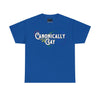 NerdyKeppie "Canonically Gay" Cotton Rainbow Gay Pride Tee Shirt. A unisex cotton tee shirt with a "Canonically Gay" design on it in rainbow pride colors. This gay pride tee shirt has a classic fit.