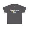 NerdyKeppie "Canonically Gay" Cotton Rainbow Gay Pride Tee Shirt. A unisex cotton tee shirt with a "Canonically Gay" design on it in rainbow pride colors. This gay pride tee shirt has a classic fit.