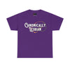 NerdyKeppie "Canonically Lesbian" Cotton Lesbian Pride Tee Shirt. A unisex cotton tee shirt with a "Canonically Lesbian" design on it in lesbian pride colors. This lesbian pride tee shirt has a classic fit.