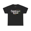 NerdyKeppie "Canonically Lesbian" Cotton Lesbian Pride Tee Shirt. A unisex cotton tee shirt with a "Canonically Lesbian" design on it in lesbian pride colors. This lesbian pride tee shirt has a classic fit.