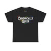 NerdyKeppie "Canonically Queer" Cotton Rainbow Gay Pride Tee Shirt. A unisex cotton tee shirt with a "Canonically Queer" design on it in rainbow gay pride colors. This queer pride tee shirt has a classic fit.