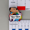 NerdyKeppie Capybara Enamel Progress Pride Pronoun Pins. Our enamel pin features an adorable capybara, a paper scroll with six different pronoun choices, and flowers in Progress pride colors. This pride pin ships from Portland, Oregon.