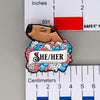 NerdyKeppie Capybara Enamel Trans Pride Pronoun Pins. Our enamel pin features an adorable capybara, a paper scroll with eight different pronoun choices, and flowers in transgender pride colors. This pride pin ships from Portland, Oregon.