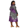 A person wearing a NerdyKeppie Carina Nebula Ace Pride Long Sleeve Midi Dress With Pockets. 