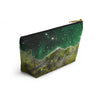 NerdyKeppie Carina Nebula Aro Pride Zipper Pouch with T-Bottom. A zippered accessory/makeup bag featuring a t-bottom and a Carina Nebula pattern in aromantic pride colors. This aro pride zipper pouch is fully lined and comes in two sizes.