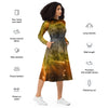 A person wearing a NerdyKeppie Carina Nebula Bear Pride Long Sleeve Midi Dress With Pockets. 