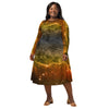 A person wearing a NerdyKeppie Carina Nebula Bear Pride Long Sleeve Midi Dress With Pockets. 