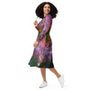 A person wearing a NerdyKeppie Carina Nebula Lesbian Pride Long Sleeve Midi Dress With Pockets. 