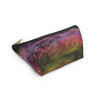 NerdyKeppie Carina Nebula Lesbian Pride Zipper Pouch with T-Bottom. A zippered accessory/makeup bag featuring a t-bottom and a Carina Nebula pattern in lesbian pride colors. This lesbian pride zipper pouch is fully lined and comes in two sizes.