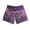 NerdyKeppie Carina Nebula Queer Pride Swim Trunks With Pockets With Pockets. A pair of swim trunks featuring a Carina Nebula design in queer pride colors. These queer pride swim trunks are machine washable.
