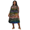 A person wearing a NerdyKeppie Carina Nebula Rainbow Gay Pride Long Sleeve Midi Dress With Pockets. 