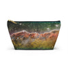 NerdyKeppie Carina Nebula Rainbow Gay Pride Zipper Pouch with T-Bottom. A zippered accessory/makeup bag featuring a t-bottom and a Carina Nebula pattern in rainbow pride colors. This gay pride zipper pouch is fully lined and comes in two sizes.