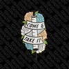 NerdyKeppie Come & Take It Survival By Snark Pride Enamel Pins. An enamel pin for our Survival By Snark project! This pin is 1.5 inches across and ships from Portland, Oregon USA.