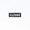 NerdyKeppie's Cursed Halloween Words Embroidered Patches are stitched on sturdy rectangular duck cloth and backed with vinyl fuse.