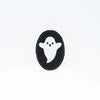 NerdyKeppie's Cute Ghost Embroidered Patch are stitched on black duck cloth and backed by sturdy vinyl fuse.