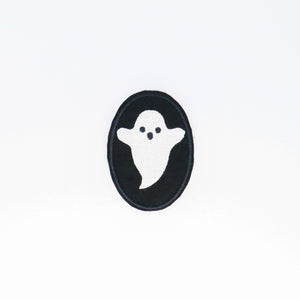 NerdyKeppie's Cute Ghost Embroidered Patch are stitched on black duck cloth and backed by sturdy vinyl fuse.