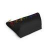 NerdyKeppie Dancing Skeletons Rainbow Gay Pride Zipper Pouch with T-Bottom. A zippered accessory/makeup bag featuring a t-bottom and a Dancing Skeletons pattern in rainbow pride colors. This gay pride zipper pouch is fully lined and comes in two sizes.