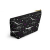 NerdyKeppie Dino Bones Ace Pride Zipper Pouch with T-Bottom. A zippered accessory/makeup bag featuring a t-bottom and a Dino Bones pattern in asexual pride colors. This pride zipper pouch is fully lined and comes in two sizes.