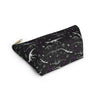 NerdyKeppie Dino Bones Ace Pride Zipper Pouch with T-Bottom. A zippered accessory/makeup bag featuring a t-bottom and a Dino Bones pattern in asexual pride colors. This pride zipper pouch is fully lined and comes in two sizes.