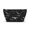 NerdyKeppie Dino Bones Ace Pride Zipper Pouch with T-Bottom. A zippered accessory/makeup bag featuring a t-bottom and a Dino Bones pattern in asexual pride colors. This pride zipper pouch is fully lined and comes in two sizes.