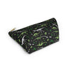 NerdyKeppie Dino Bones Aro Pride Zipper Pouch with T-Bottom. A zippered accessory/makeup bag featuring a t-bottom and a Dino Bones pattern in aromantic pride colors. This pride zipper pouch is fully lined and comes in two sizes.