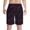 NerdyKeppie Dino Bones Bi Pride Swim Trunks With Pockets. A pair of swim trunks featuring a Dino Bones design in bisexual pride colors. These bi pride swim trunks are machine washable.