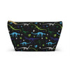 NerdyKeppie Dino Bones Gay Men's Pride Zipper Pouch with T-Bottom. A zippered accessory/makeup bag featuring a t-bottom and a Dino Bones pattern in MLM pride colors. This pride zipper pouch is fully lined and comes in two sizes.