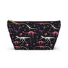 NerdyKeppie Dino Bones Genderfluid Pride Zipper Pouch with T-Bottom. A zippered accessory/makeup bag featuring a t-bottom and a Dino Bones pattern in genderfluid pride colors. This pride zipper pouch is fully lined and comes in two sizes.
