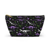 NerdyKeppie Dino Bones Genderqueer Pride Zipper Pouch with T-Bottom. A zippered accessory/makeup bag featuring a t-bottom and a Dino Bones pattern in genderqueer pride colors. This pride zipper pouch is fully lined and comes in two sizes.