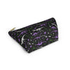 NerdyKeppie Dino Bones Genderqueer Pride Zipper Pouch with T-Bottom. A zippered accessory/makeup bag featuring a t-bottom and a Dino Bones pattern in genderqueer pride colors. This pride zipper pouch is fully lined and comes in two sizes.