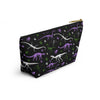 NerdyKeppie Dino Bones Genderqueer Pride Zipper Pouch with T-Bottom. A zippered accessory/makeup bag featuring a t-bottom and a Dino Bones pattern in genderqueer pride colors. This pride zipper pouch is fully lined and comes in two sizes.