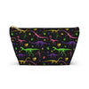 NerdyKeppie Dino Bones Lesbian Pride Zipper Pouch with T-Bottom. A zippered accessory/makeup bag featuring a t-bottom and a Dino Bones pattern in lesbian pride colors. This pride zipper pouch is fully lined and comes in two sizes.