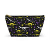 NerdyKeppie Dino Bones Non-Binary Pride Zipper Pouch with T-Bottom. A zippered accessory/makeup bag featuring a t-bottom and a Dino Bones pattern in non-binary pride colors. This pride zipper pouch is fully lined and comes in two sizes.