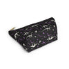 NerdyKeppie Dino Bones Queer Pride Zipper Pouch with T-Bottom. A zippered accessory/makeup bag featuring a t-bottom and a Dino Bones pattern in queer pride colors. This pride zipper pouch is fully lined and comes in two sizes.