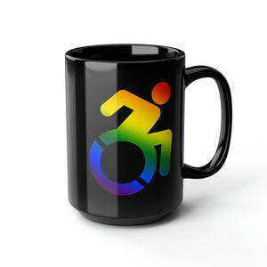 NerdyKeppie Disability Icon Rainbow Gay Pride Mug. 
