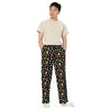 A person wearing a NerdyKeppie Dog Paws Lesbian Pride Unisex Wide-Leg Pants With Pockets. 