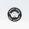 NerdyKeppie's "Educators Against White Supremacy" Embroidered Patch are stitched on black duck cloth and backed by sturdy vinyl fuse.