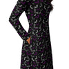 A person wearing a NerdyKeppie Engraved Bats Ace Pride Long Sleeve Midi Dress With Pockets. 
